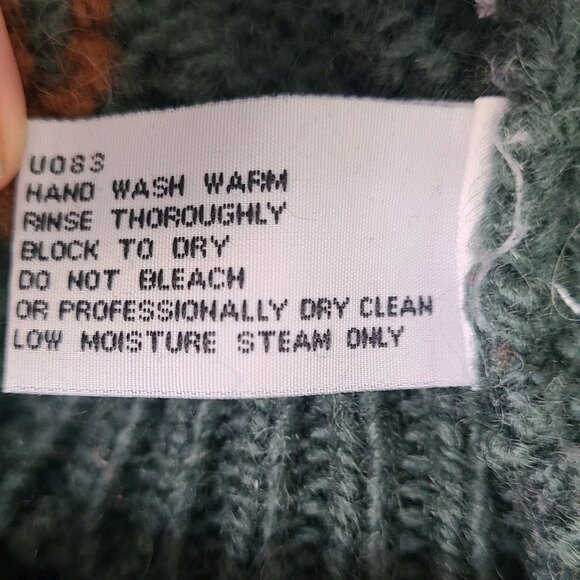 Vintage L.L.Bean 90s Animal Pattern Half-Zip Sweater Knit Size L Green - Picture 8 of 9